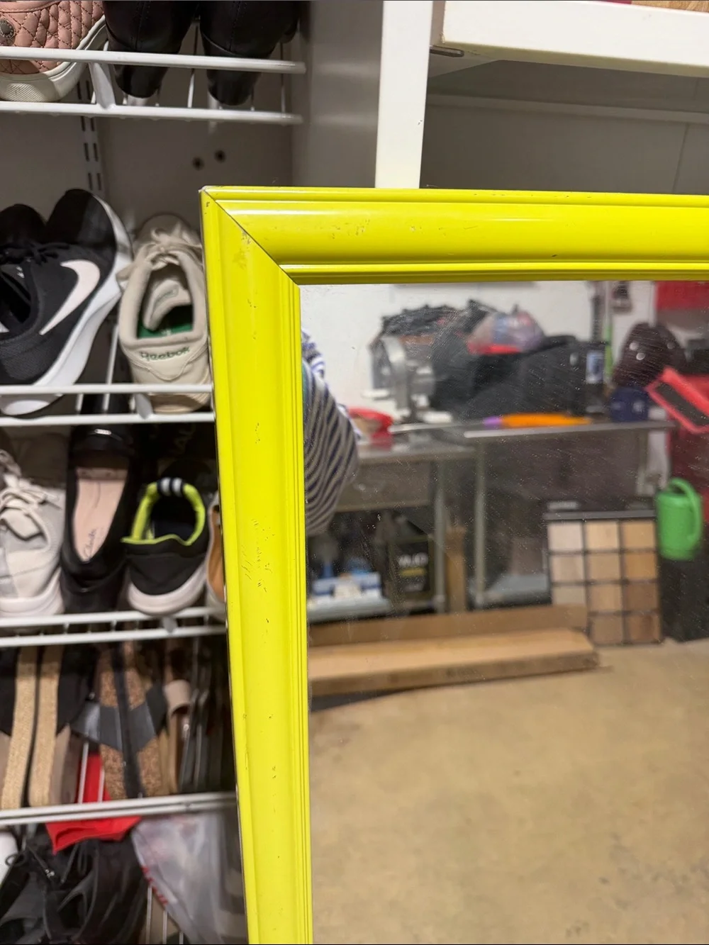 Full-Length Yellow Framed Mirror